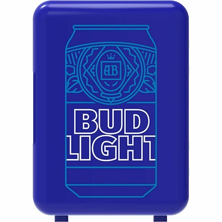 Curtis Bud Light 4 Light Capacity Mini Portable Compact Personal Fridge Cooler - Blue MIS152BULT